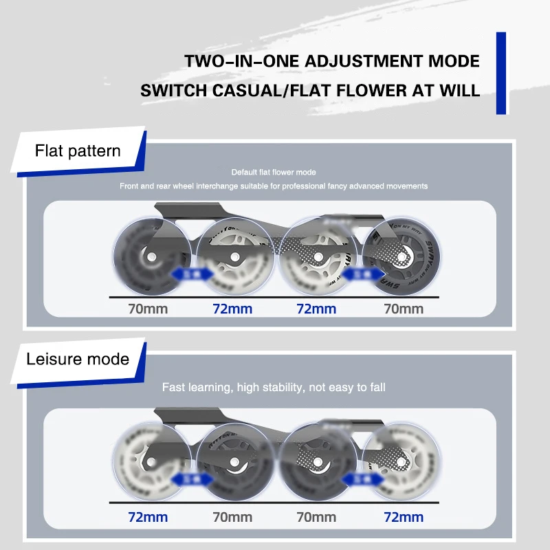 성인용 롤러 스케이트, 남녀공용, 전문 플랫 플라워, 대학생 인라인 스케이트