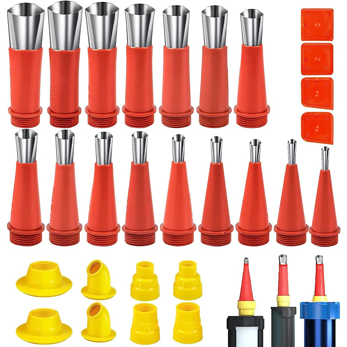 Stainless Steel Sealing Nozzle 28 Pieces Nozzles Sealing Finisher Silicone Sealant Finishing Tool Kitchen Bathroom Corner