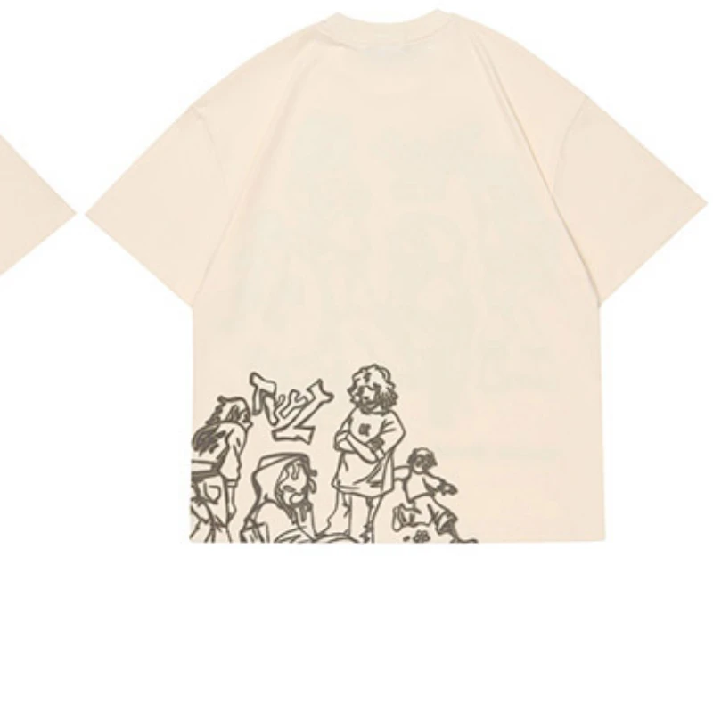 Camiseta con estampado de dibujos animados Retro para mujer, camiseta redonda de algodón Y2k de verano, jersey de Anime Harajuku, camisetas de Hip Hop para hombre y mujer 2025