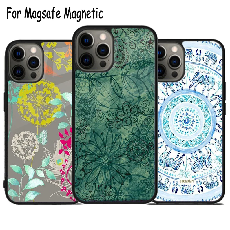 Boho Gypsy Bohemian Wireless Charge Magsafe Phone Case For iPhone 15 16 14 13 11 12 Pro Max Plus Magnetic Bumper Cover