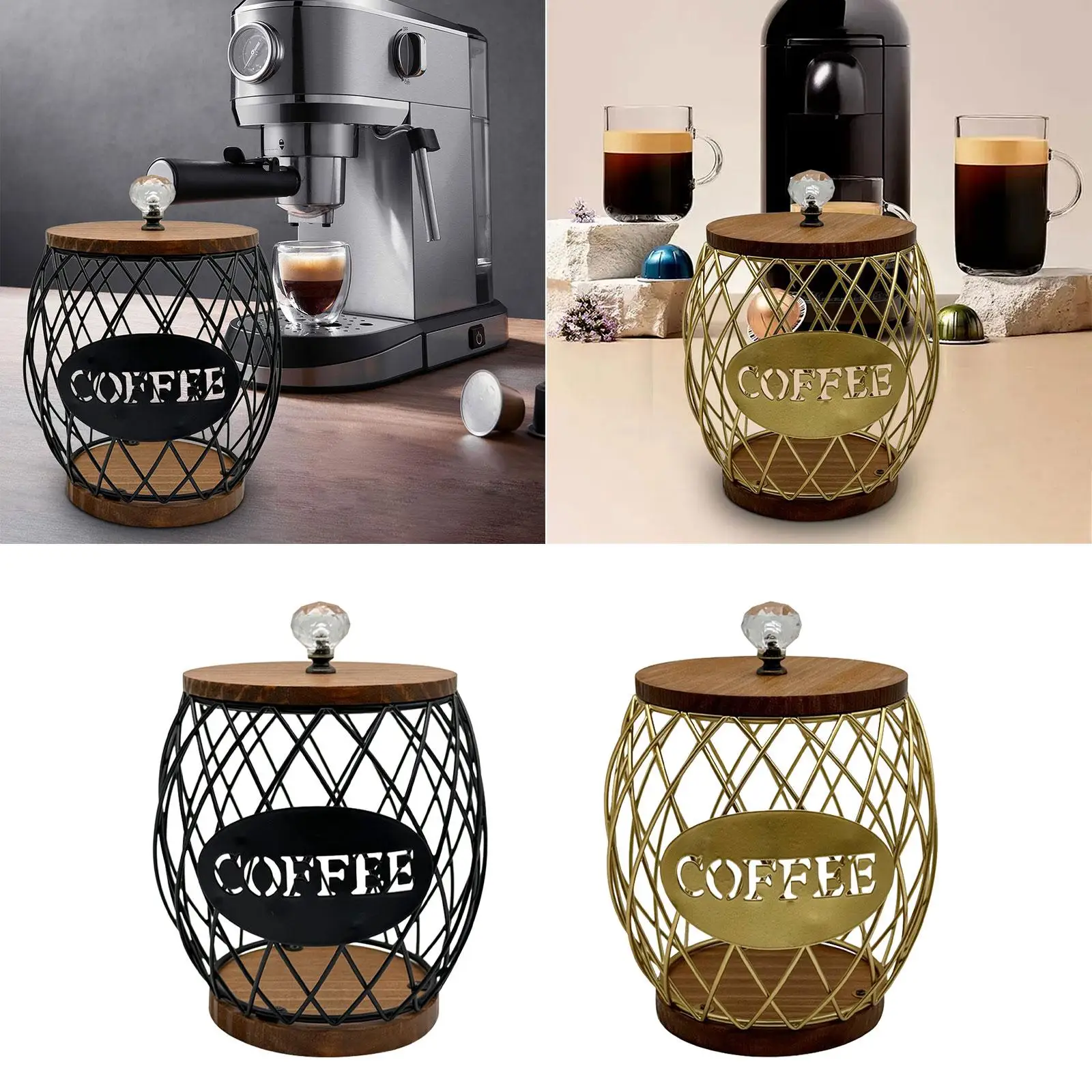 Coffee Pod Holder Organizer Cup Large Capacity Counter Decor Coffee Capsule Basket Coffee Pod Container for Kitchen Hotel