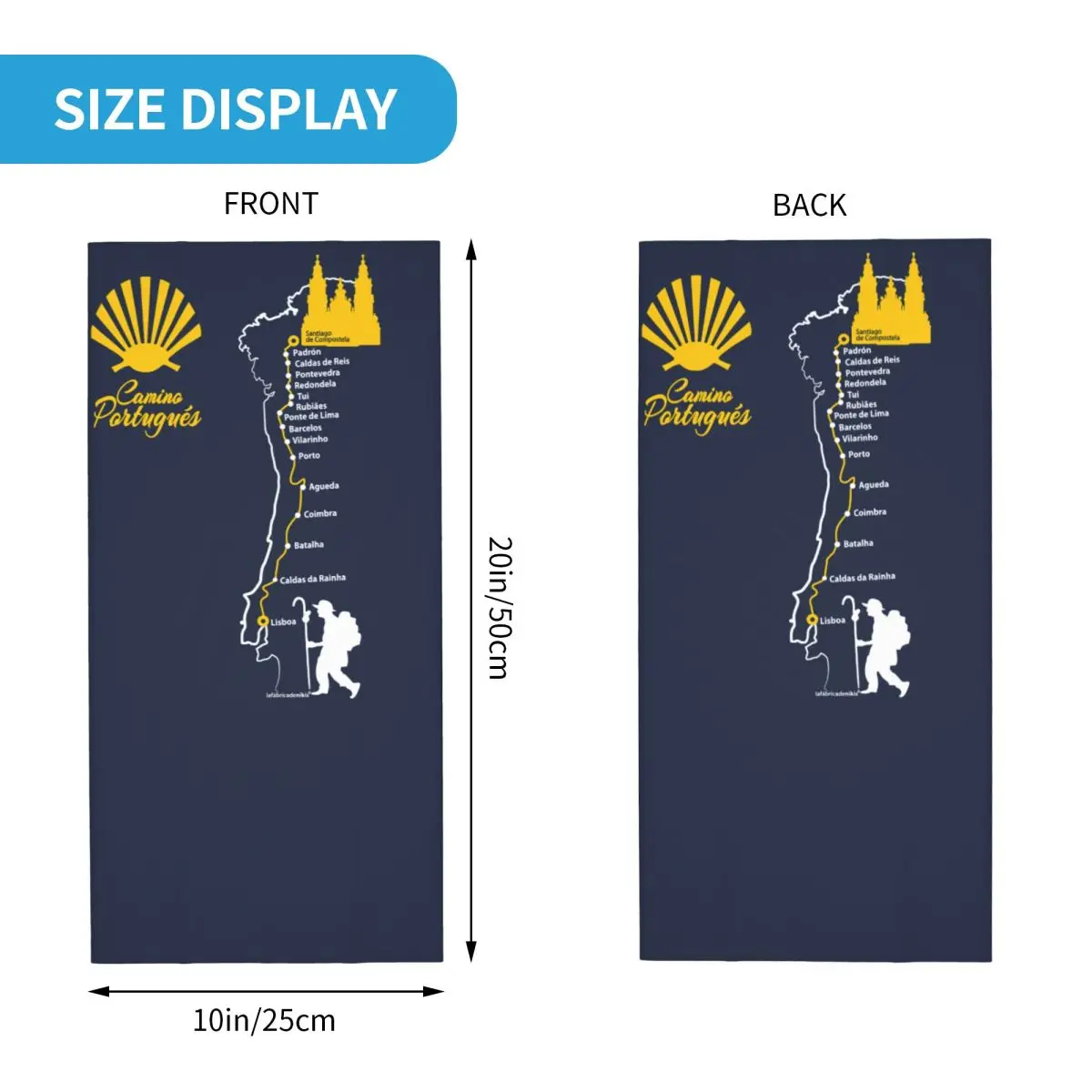 مخصص البرتغالية كامينو دي سانتياغو باندانا الرقبة أدفأ الرجال النساء الشتاء المشي لمسافات طويلة التزلج وشاح الجراب واقي الوجه #2