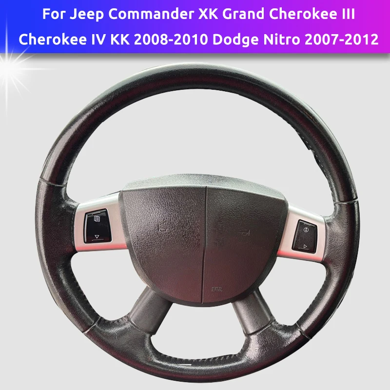غطاء عجلة قيادة السيارة مخصص من الجلد من الألياف الدقيقة لسيارة جيب كوماندر XK جراند شيروكي III شيروكي IV KK دودج نيترو أسود