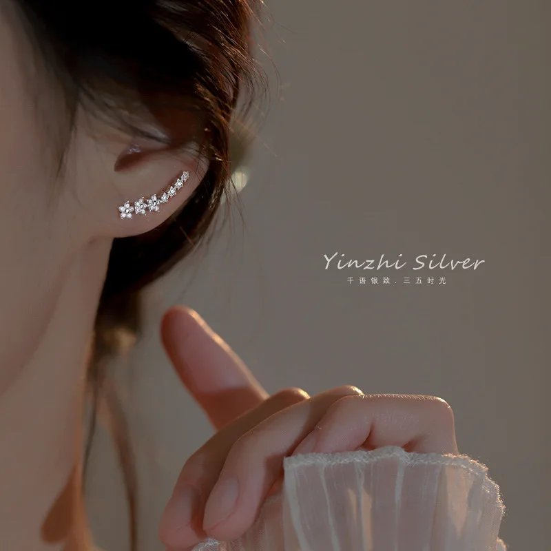 DIY accessories New personalized row-shaped flower ear clips, sweet and cute ear row earrings, star zircon simple temperament st