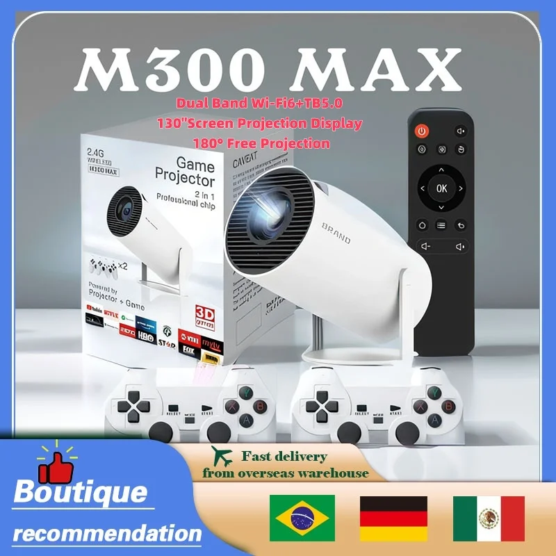 M300 MAX Retro video game consoles 720p Home Projector 64GLCD Full HD Video Projector system mini Portable Intelligent Projector