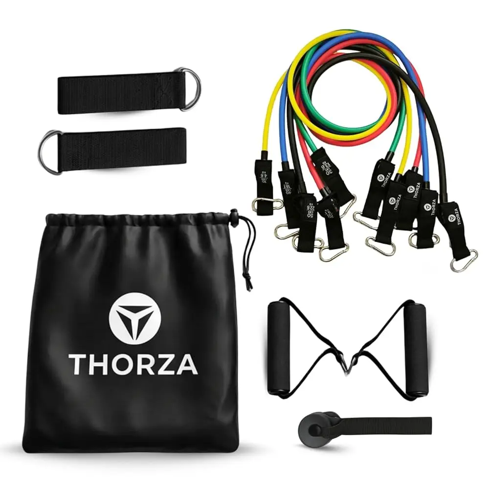 

Набор для силовых тренировок THORZA из 11 предметов с эспандерами для всего тела - 5 уровней сопротивления, без латекса, из ТПЭ