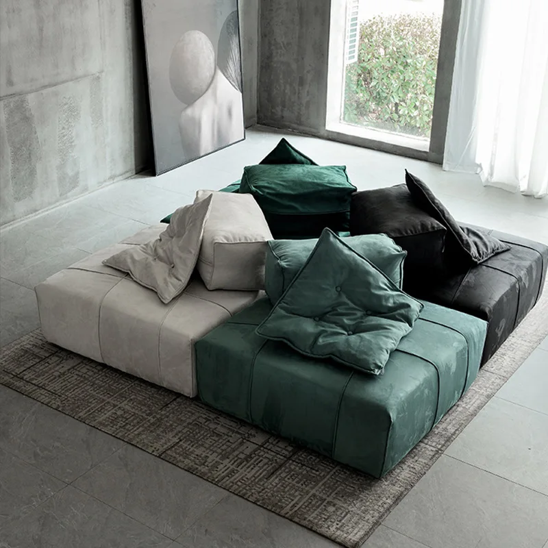 

Italian Minimalist Square Sofa Floor Nordic Modern Living Room Sofa Modular Lazy Luxury Home Furniture Divani Da Soggiorno SGKT