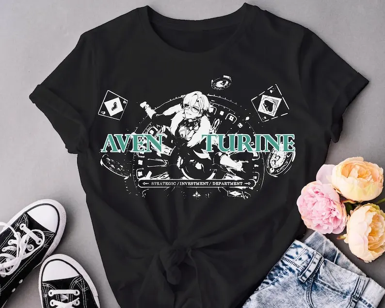 

Aventurine Ultimate Skill Монохромная футболка в стиле поп-арт в стиле манги в стиле Softstyle, футболка с рисунком аниме Honkai Star Rail HSR
