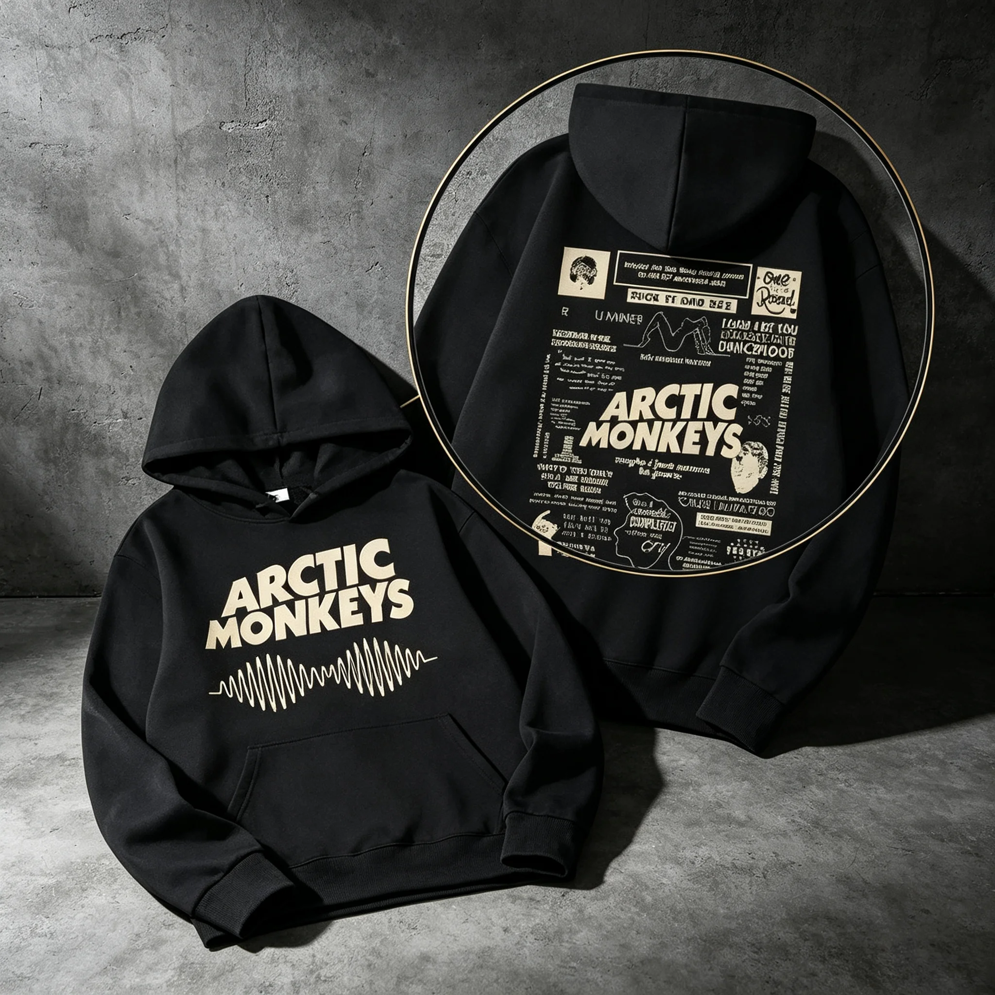 2026 Men's Retro Rock Arctic Monkeys Hoodie - Music Album Pattern Print Hip Hop Style Oversized Vintage Hooded Sweatshirt