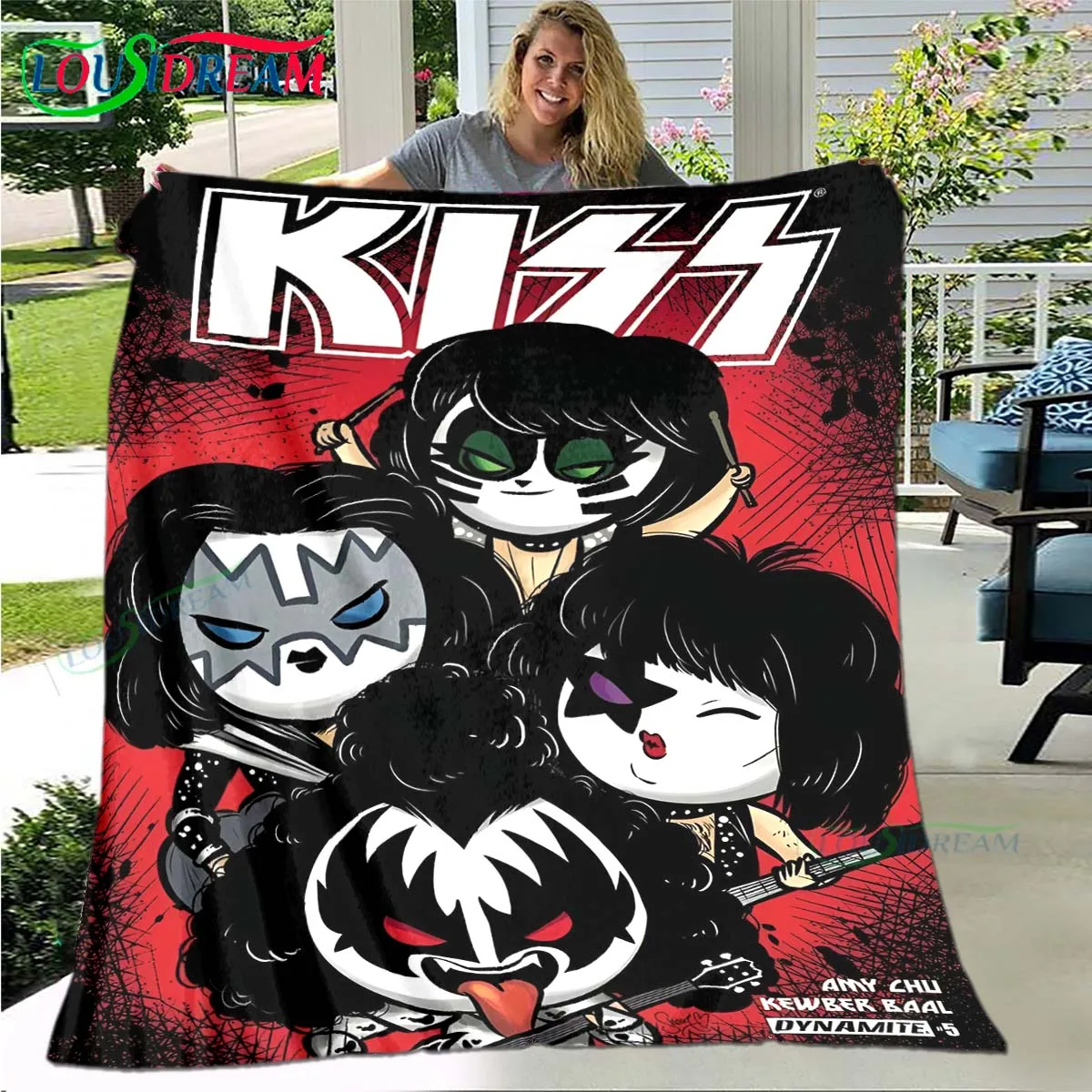 

Heavy Metal Band K-Kiss Band Print Blanket,Flannel Throw Blanket for Bed Sofa Picnic Office Hiking Leisure Nap Birthday Gift