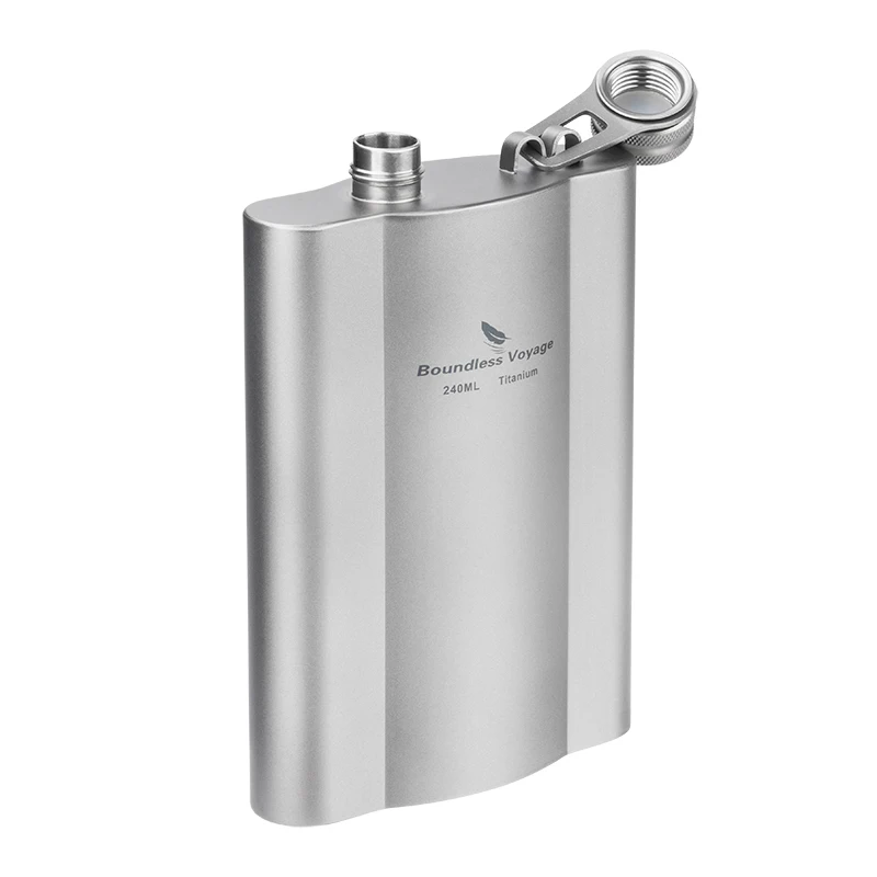 

Boundless Voyage 180ml Titanium Hip Flask Ultralight Rust-Free Liquor Bottle for Whiskey Vodka Wine Ideal for Outdoor Travel