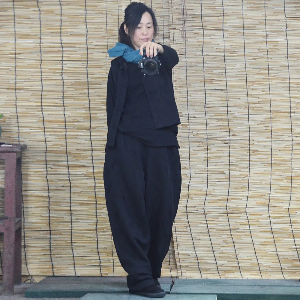 

Женские повседневные брюки большого размера, свободные, с цветочным узором, на резинке, длинные, осенне-зимние, новые, фасон «фонарик»