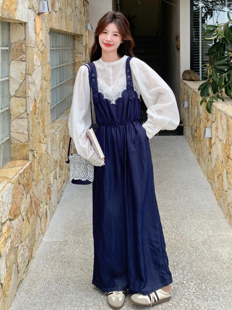 

Lace Splicing Women's Set Spring New Sle High-End Sensation Anti-Aging Dring Beautiful Top And Pants Two-Piece Set