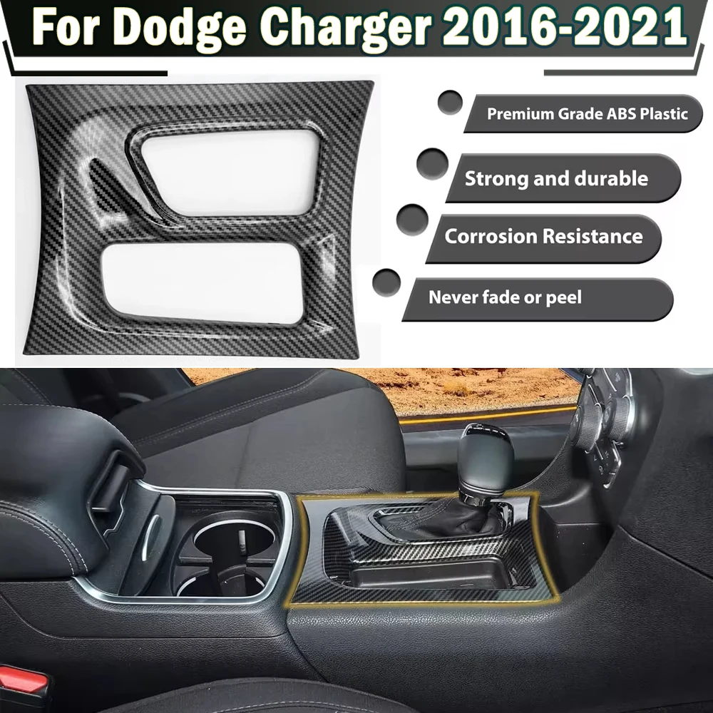 

For Dodge Charger 2016-2021 Carbon Fiber Central Control Gear Shift Panel Decorative Trim Sticker ABS Car Styling Accessory