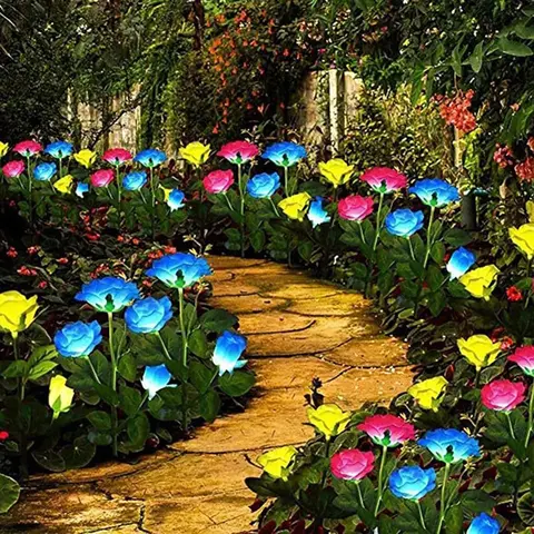 Lampada Solare a Forma di Rosa con 5 Teste, Luce Notturna LED per Giardino, Prato, Decorazione Paesaggistica e Domestica