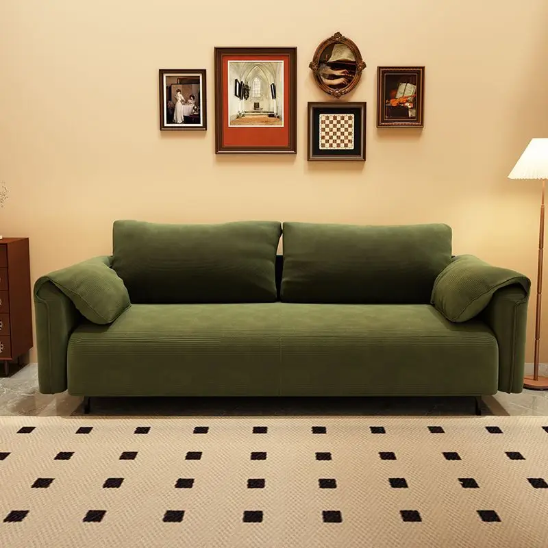 Sofa Living Room Small Apartment Rental Room Bedroom Double Triple Elephant Ears Lazy Straight Row Fabric Sofa New
