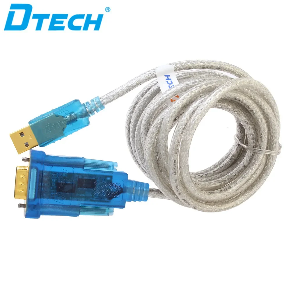 Прозрачный кабель DTECH 3M DB9-контактный кабель USB 2.0 в RS232 с поддержкой последовательного преобразователя Win7/8 Прозрачный кабель DTECH 3M DB9-контактный кабель USB 2.0 в RS232 с поддержкой последовательного преобразователя Win7/8