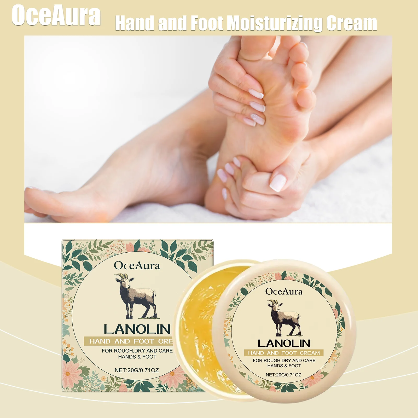 OceAura Hand and Foot Moisturizing Cream Deep Skin Care Hand and Foot Skin Hydration Lock Moisture Moisturizing Cream Non greasy