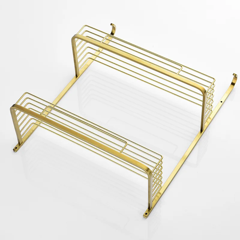 Shower room rack, cosmetics, gold copper brushed stainless steel wall-mounted toilet, toiletries storage rack