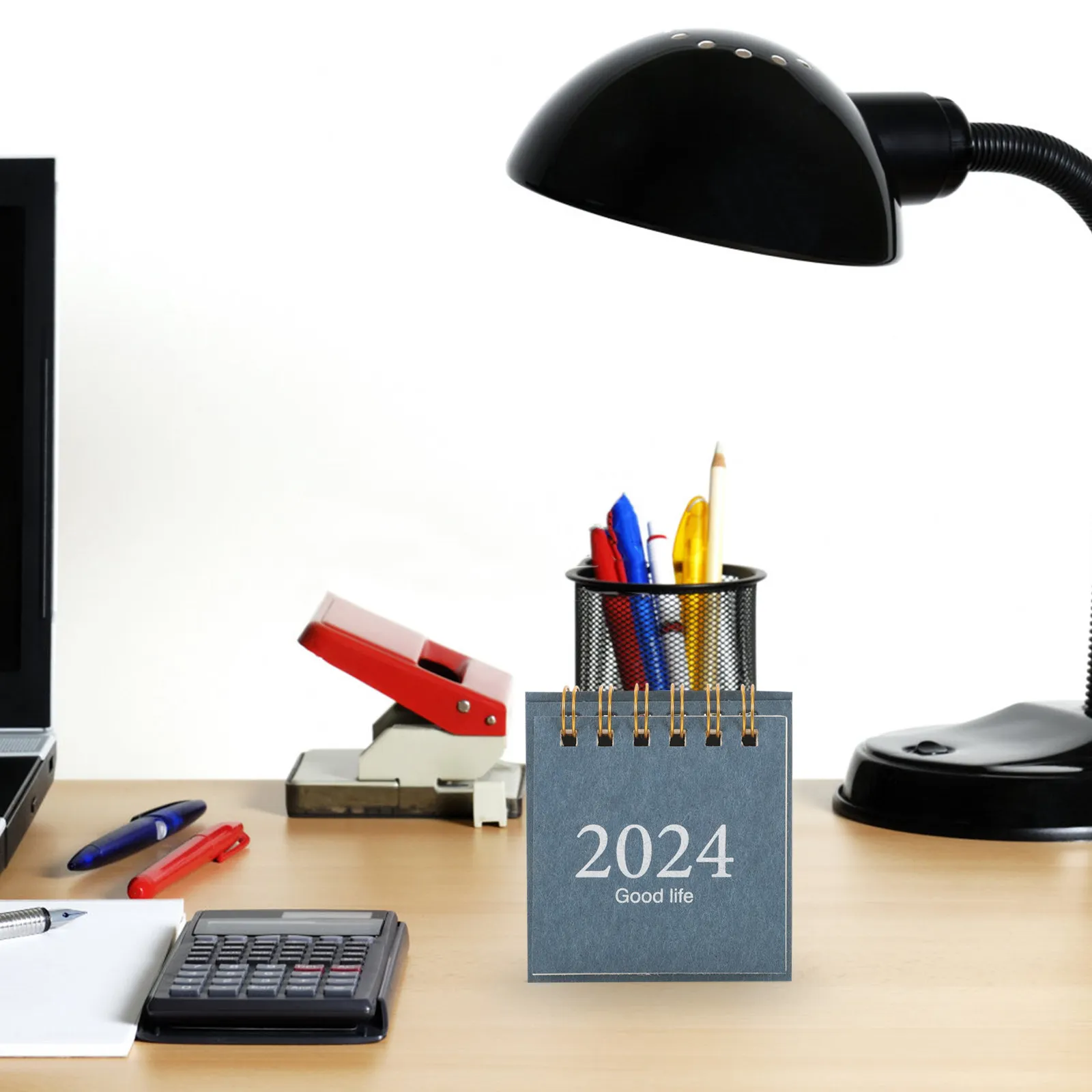 

2Pcs Mini Desk Calendar 2024 Thick Paper Monthly Desktop Flip Calendar for Office Home Study Daily Planning Scheduling