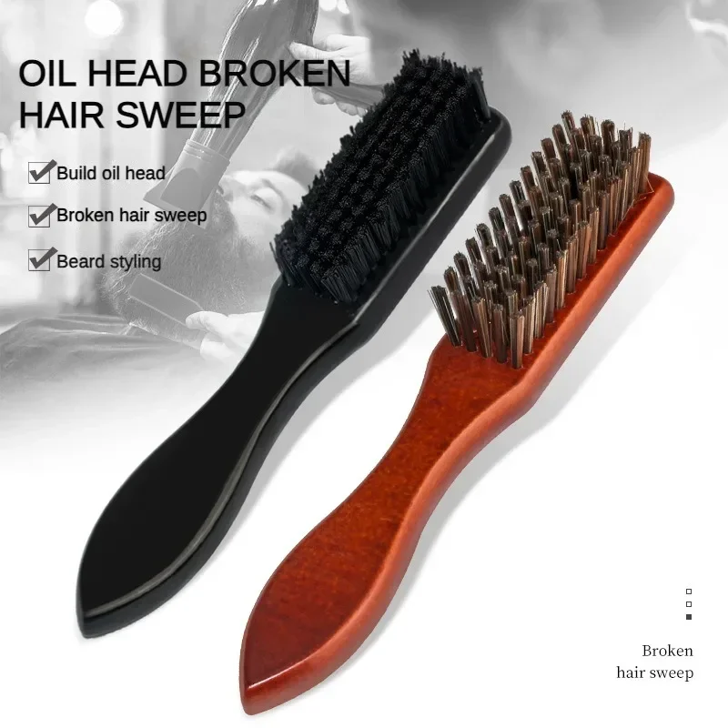 Wooden Handle Boar Bristle Cleaning Brush Hairdressing Soft Beard Cleaning Brush Men Barber Beard Shaving Tool