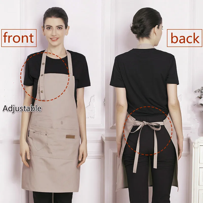 Custom Brand Logo Kitchen Aprons For Woman Men Chef Work Grill Restaurant Bar Shop Cafes Beauty Nails Studios Custom Uniform