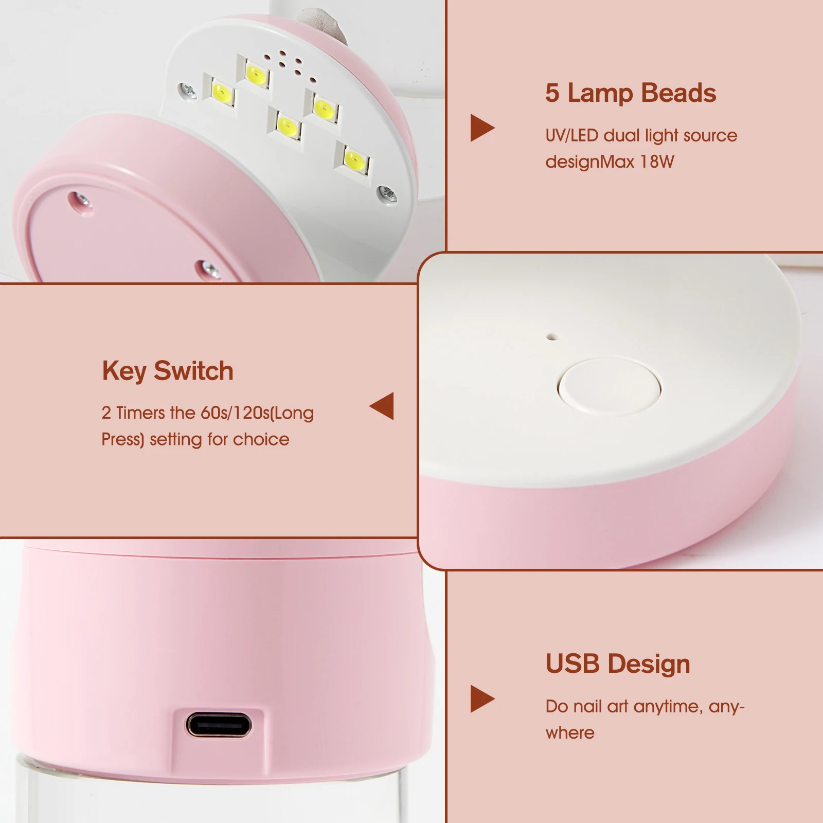 Uv Led Lamp For Nails Nail Drill Machine 18W Nail Dryer Mini USB UV LED Light Nail Art 120S Gel Polish Enhancement Tool