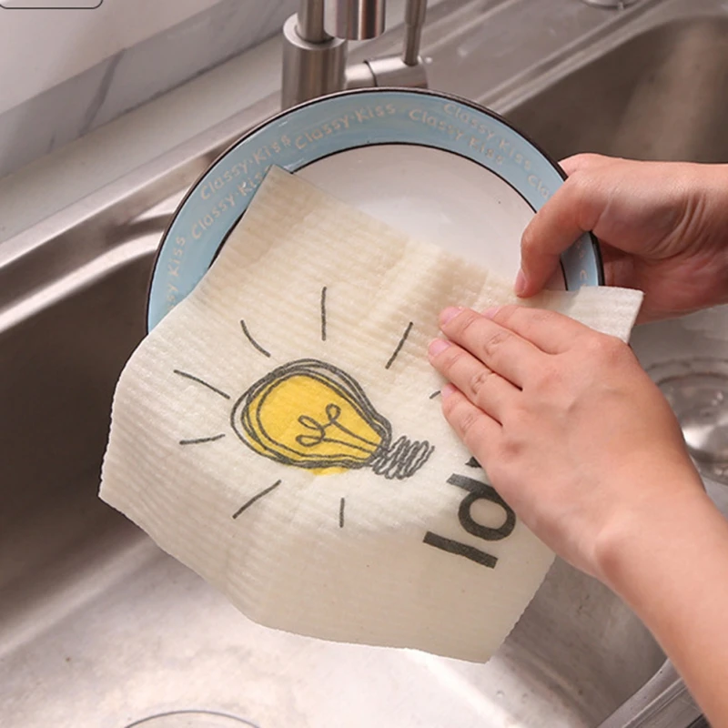 Cartoon Kitchen Cleaning Rag Absorbent Thicken Dish Towel Reusable Dishcloth for Kitchen Household Pot Cups Clean Hand Towel