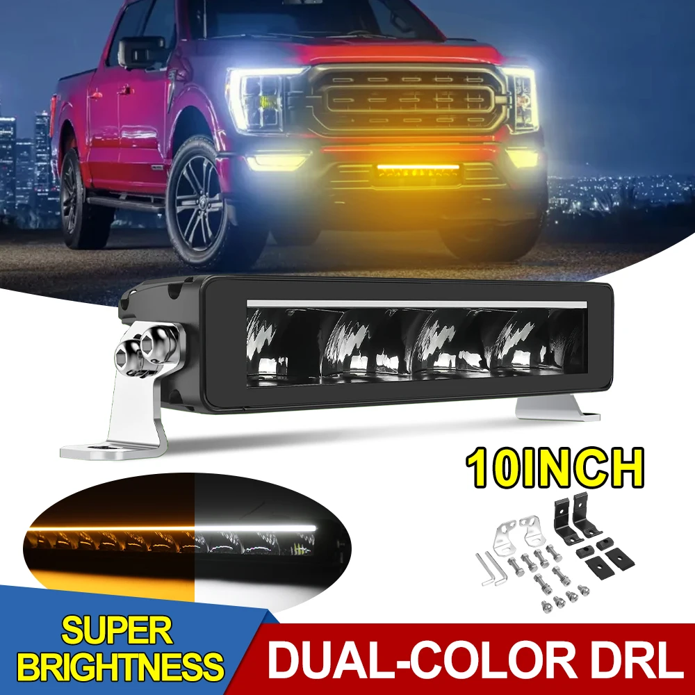 

12D Car Lights Led Light Bar 10inch Spot Flood White Yellow DRL Driving Beam for Car 4x4 Off Road ATV UAZ Truck 12V 24V