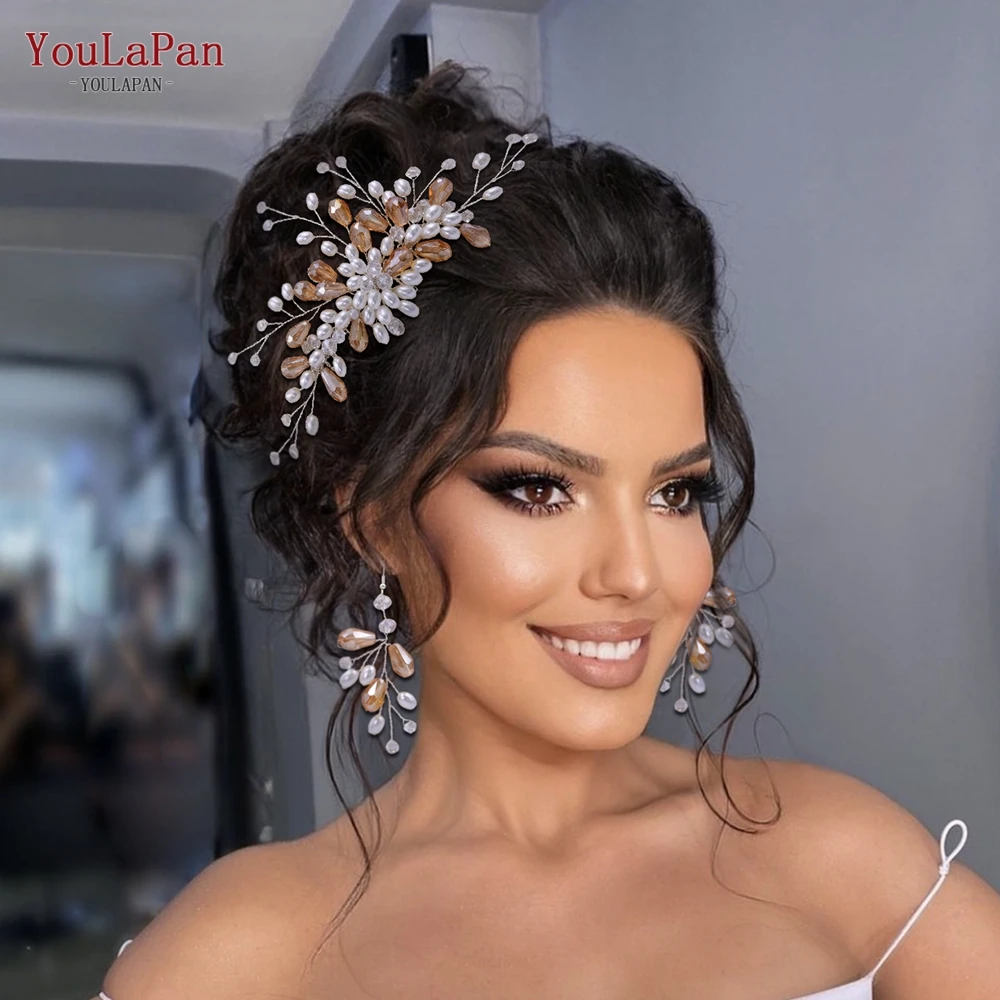 

Youlapan Fashion Girl Bridal Haircomb Elegant Crystal Pearl Rhinestones Hair Accessories Wedding Parties Headwear HP177