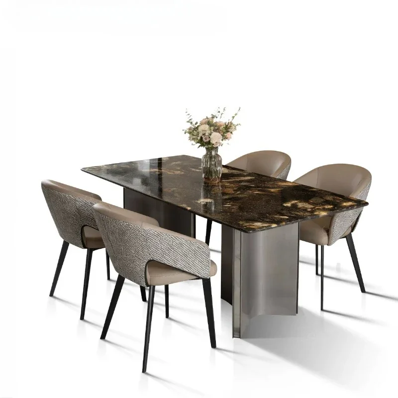 GZ-1  Dining Furniture Luxury Stone Dining Table Marble Rectangle Household Dining Table Set 6 Chairs Space Saving Furniture