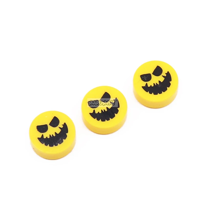 Marumine 30PCS MOC Halloween Series 98138 Tile Round 1x1 Ghost Head Building Blocks Creative DIY Accessories Assemble Gift