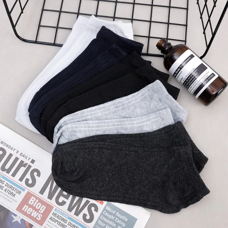 5pairs/1set Socks for Men Summer Autumn Mesh Breathable Casual Cotton Ankle Sock Sweat-absorbing Deodorant Short Tube Socks