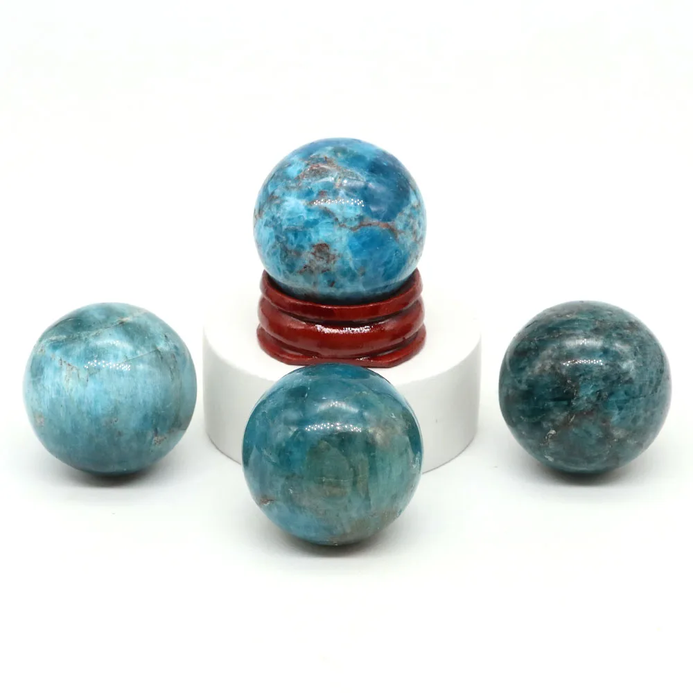 30mm Natural Crystal Ball Blue Apatite Polished Globe Reiki Healing Stone Energy Massaging Gemstone Sphere Desk Home Decoration