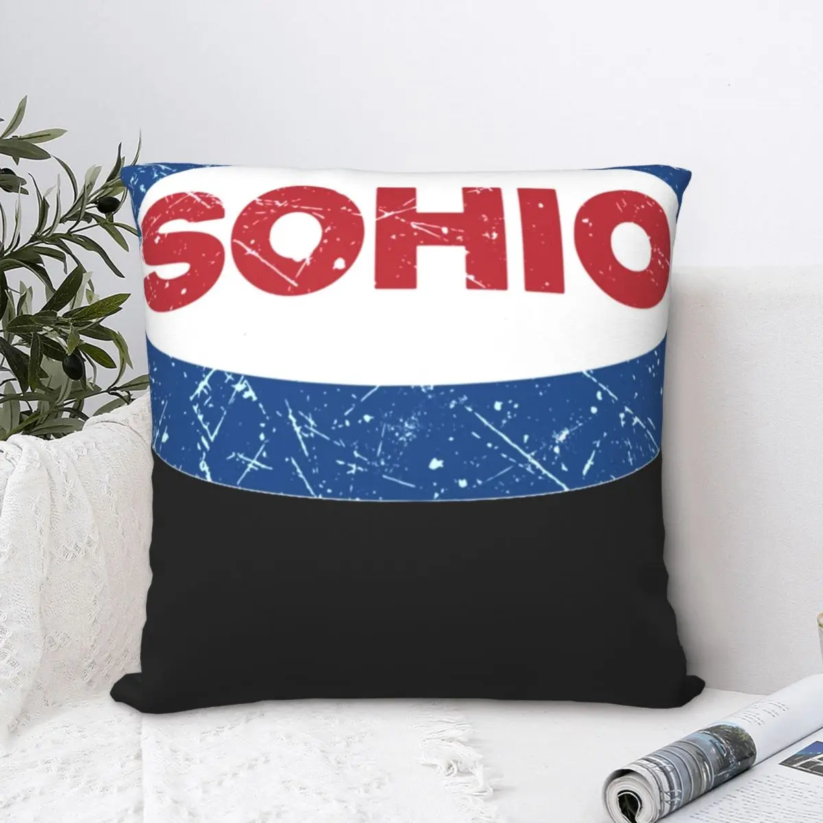 Sohio Vintage Oil Company Square Pillowcase Polyester Pillow Cover Velvet Cushion Zip Decorative Comfort Throw Pillow For Home