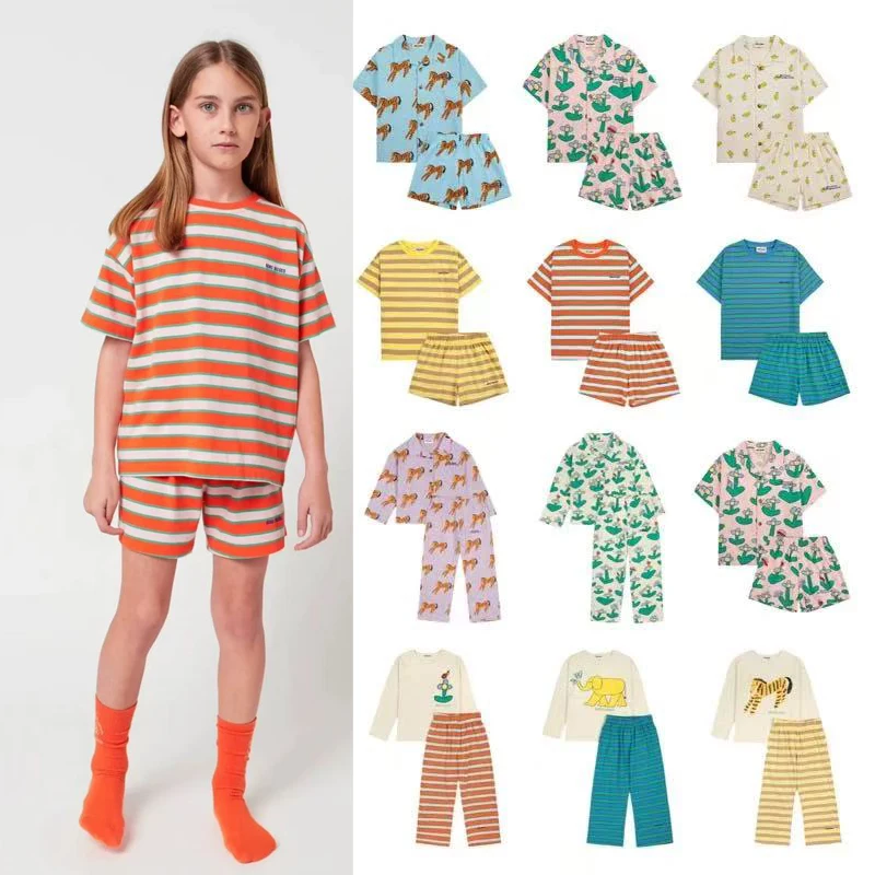 

Children's Homewear Spring/Summer 2026 Comfortable Cotton Boys' Short-Sleeved Pyjamas Cartoon Print Girls' Long-Sleeved Pyjamas