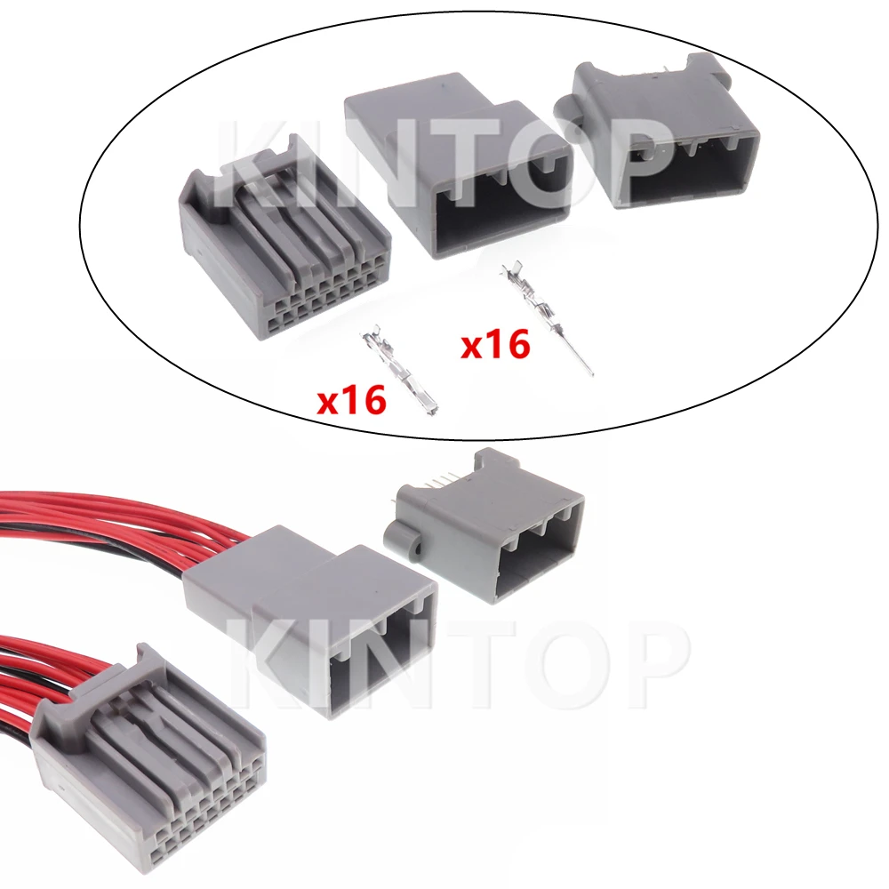 1 Set 16 Pins AC Assembly Car PCB Connector MX34016SF1 MX34016PF1 Auto Navigation Host Instrument Cable Harness Socket For Honda