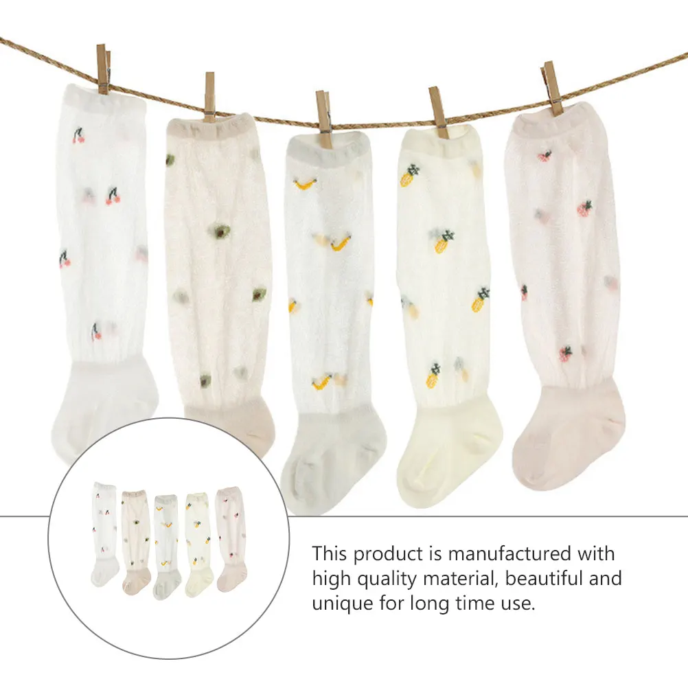 

Mosquito Socks 5 Pairs Kids Thin Breathable Toddler Non-slip Baby Long Stockings Cotton Soft Durable Elastic Sweat-absorbing