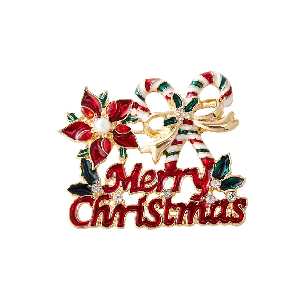 2026 Fashion Merry Christmas Brooches Pins Christmas cane Flower Christmas Decorations Clothing Accessories Festival Brooch