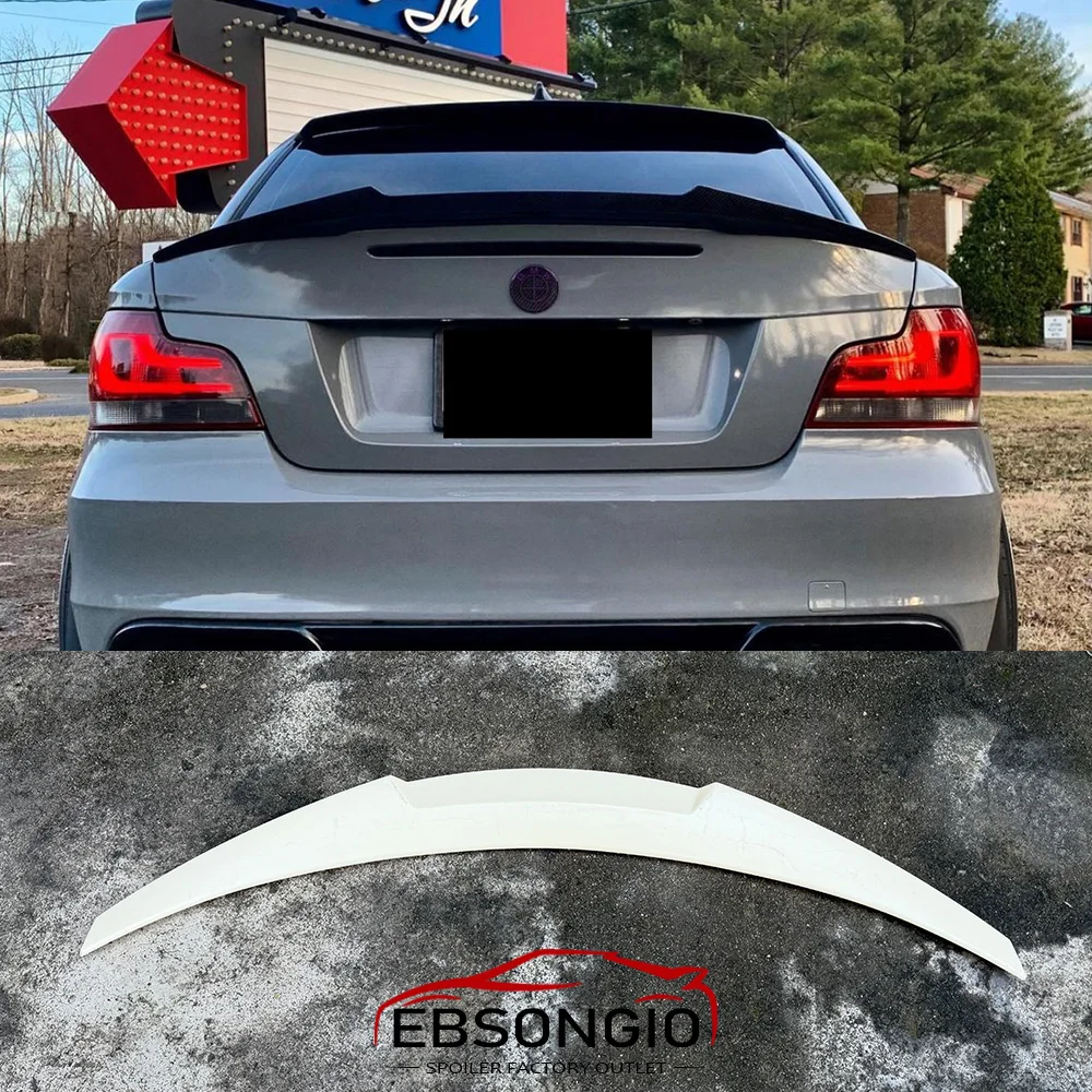 For BMW 1 Series E82 E88 Coupe 118i 128i 135i 2007-2013 ABS Car Rear Roof Wing Spoiler Body Kit Glossy Black Carbon Fiber Look
