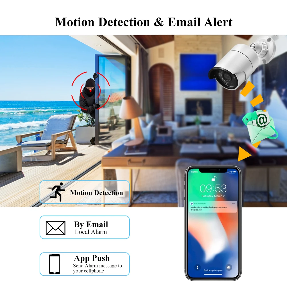 

AZISHN 4K 8MP система видеонаблюдения 4CH/8CH POE NVR комплект уличная AI 5MP IP-камера ночного видения CCTV H.265 комплект видеонаблюдения