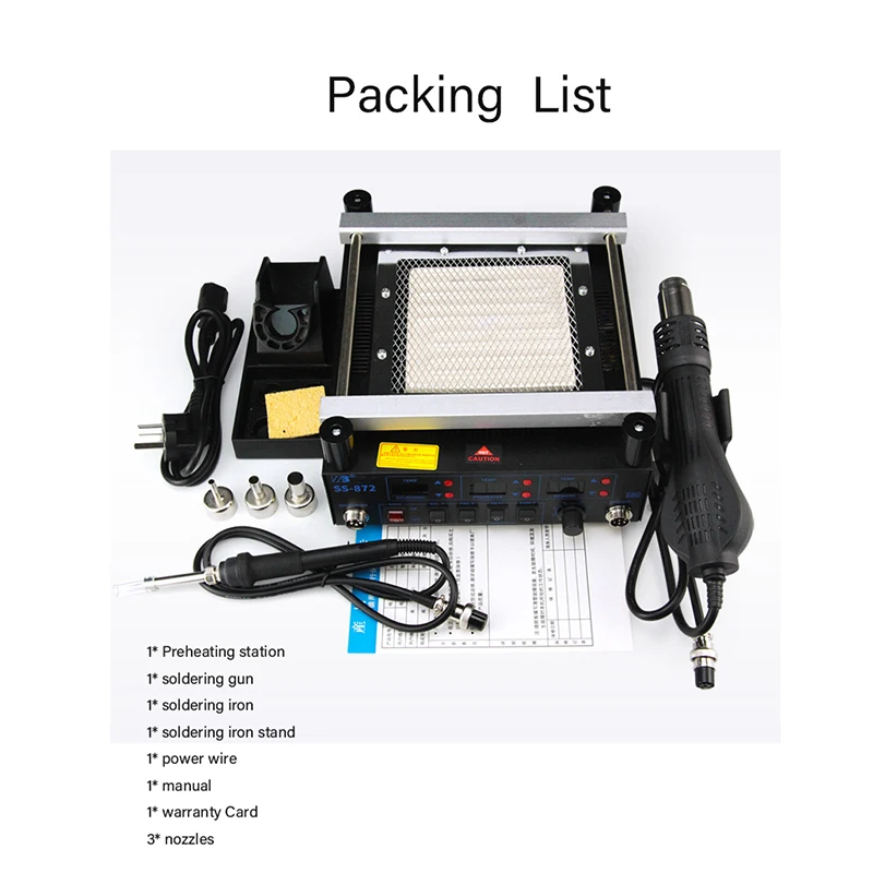 SS-872 Smd Desoldering Station 3 in 1 Hot Air Soldering Stations 605W Soldering Rework Station For Mobile Phone Pcb Repair Tools