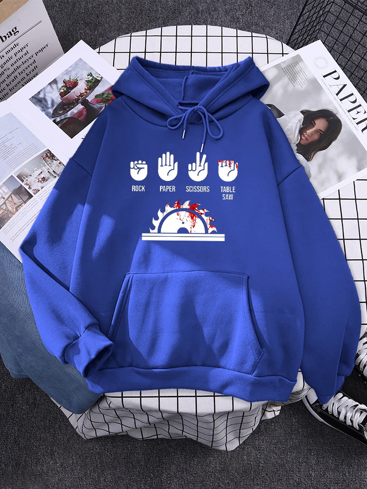 Rock Paper Scissors Table Saw Creative Women Hoodie Simple Aesthetic Sportswears Outdoor Loose Pulloverstreet Casual Female Top