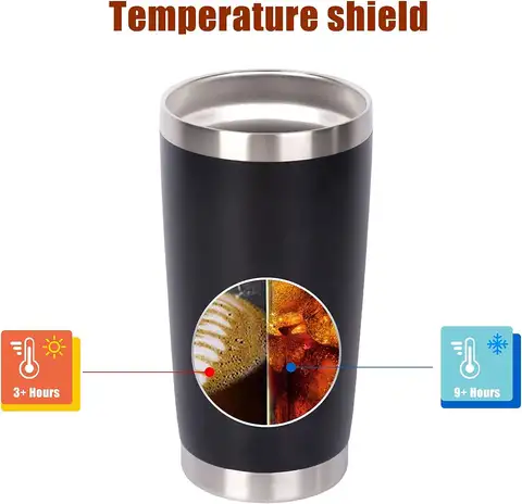 वैक्यूम इंसुलेटेड डबल वॉल कॉफ़ी ट्रैवल टम्बलर पाउडर कोटेड मग थर्मल कप स्प्लैश प्रूफ स्लाइडिंग ढक्कन के साथ 20 औंस 10 best sales 20 औंस का गिलास - №5