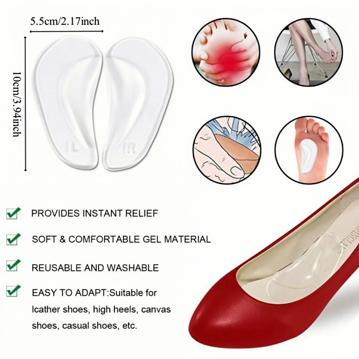1-4 Pairs Silicone Heel Cushion Inserts, Heel Grips for Women High Heels Shoe Pads, Liners Protectors for Blister Prevention