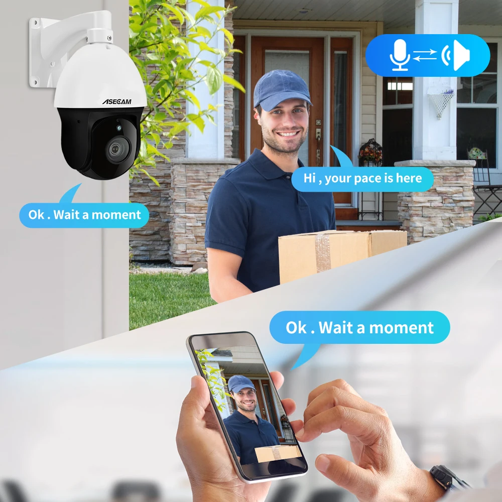 Imagem -04 - Asecam 8mp 4k Câmera de Segurança Ptz 30x Zoom Óptico Onvif H.265 Poe Áudio Imx415 Detecção de Veículos Rastreamento Humano Externa 360 Câmera de Vigilância Protocolo Hikvision do Brasil