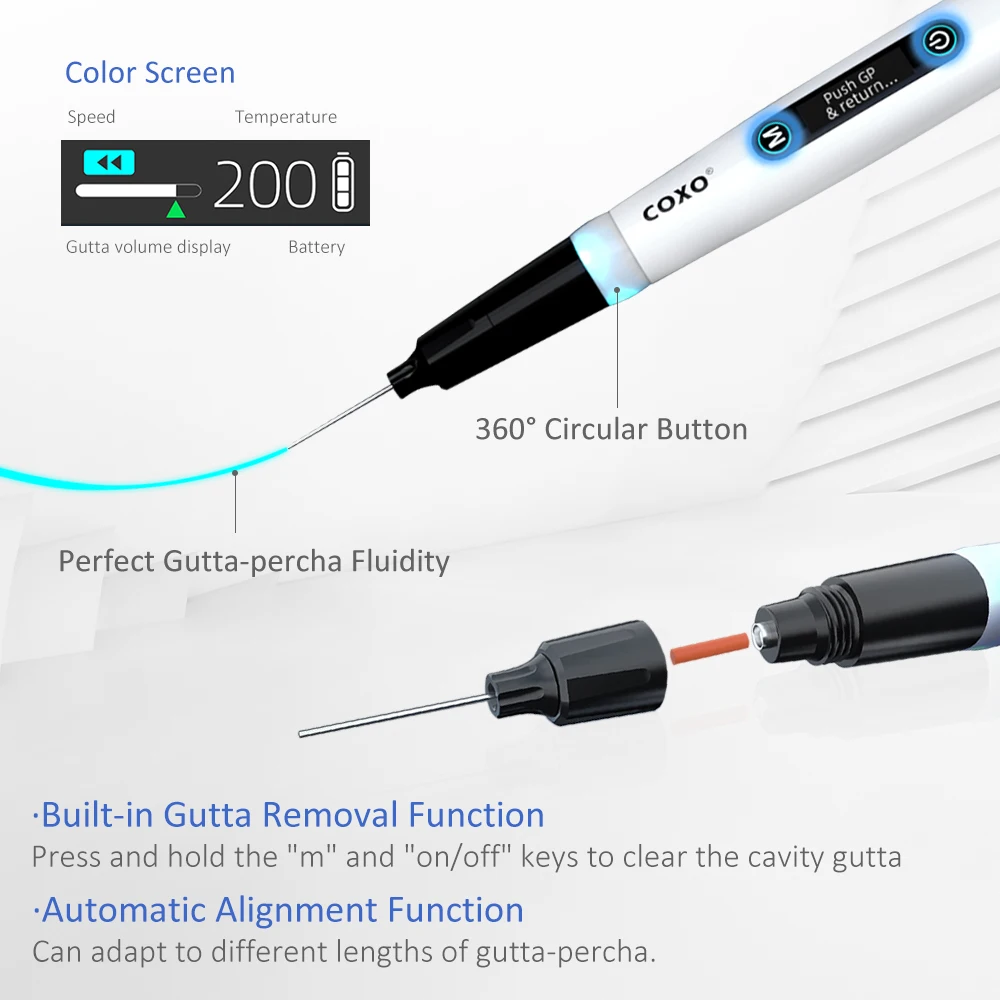 COXO C-FILL X Endodontic Obturation System – ±1℃ Intelligent Temp Control + 160-200℃ Adjustable, Hot Melt Adhesive Filling