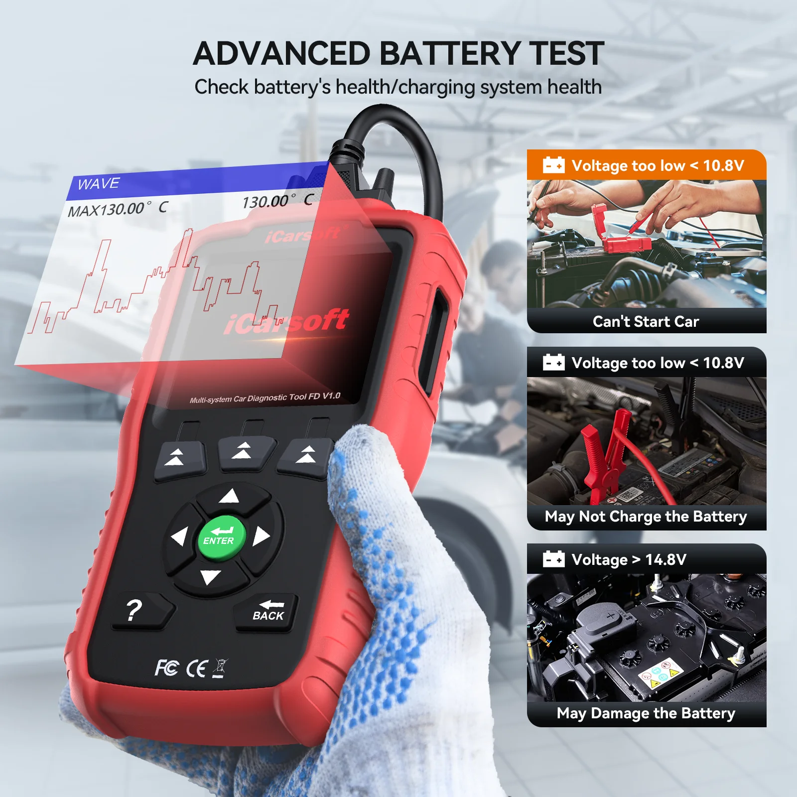 iCarsoft FD V1.0 لصنع المركبات الأمريكية، تشخيص جميع الأنظمة، إعادة ضبط الزيت + إعادة ضبط البيانات المباشرة SAS، تحديث حر لمحرك الوسادة الهوائية ABS