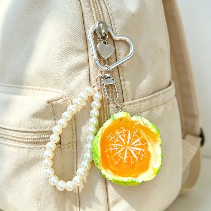 1pc Orange Pearl Keychain Personalized Temperament Niche Fresh Versatile Bag Accessories
