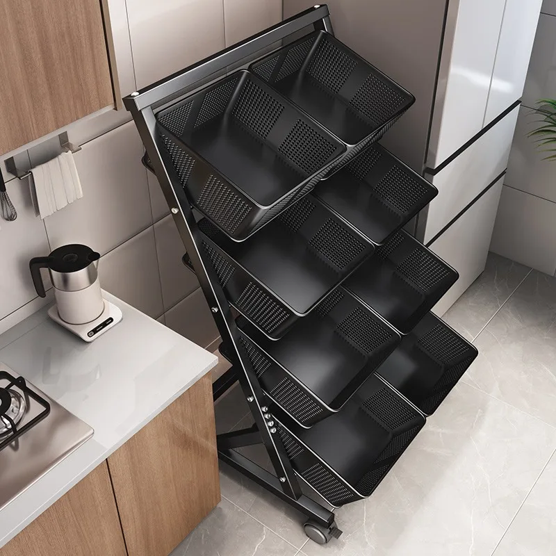 

trolley rack kitchen household multi-functional fruit and vegetable basket storage basket living room floor snack rack